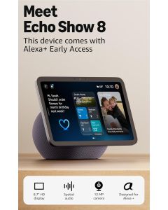 Amazon Echo Show 8 (newest gen), Vibrant HD 8.7" display with spatial audio, and Alexa