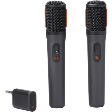 JBL PartyBox Wireless Mic - 2X Digital Wireless Microphones, Rechargeable battery (20hrs - 700mAh), Clear voice, crisp sound, Stable 2.4GHz connection, Compatible with all PartyBox speakers (Black)