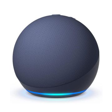 Amazon Echo Dot (5th Gen) the helpful assistant with clear vocals, deeper bass, and easy voice controls to assist you -Deep Sea Blue
