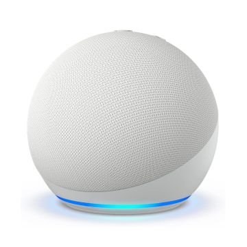 Amazon Echo Dot (5th Gen) the helpful assistant with clear vocals, deeper bass, and easy voice controls to assist you -Glacier