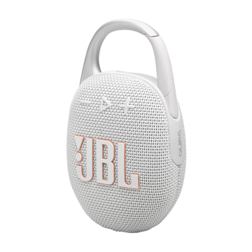 JBL Clip 5 Ultra-portable waterproof speaker with AURACAST (Connect multiple speaker), Powerful Audio, Dustproof, Wireless Bluetooth Streaming, 12 Hours of Playtime-White