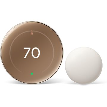 Google Nest Learning Thermostat 4th Generation With Nest Temperature Sensor 2nd Generation - TDRA Approved - Polished Gold